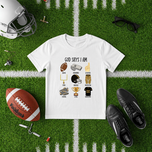 God Says I Am Football Graphic Tee