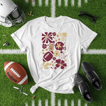 Football Spirit Floral Graphic Tee - Adult