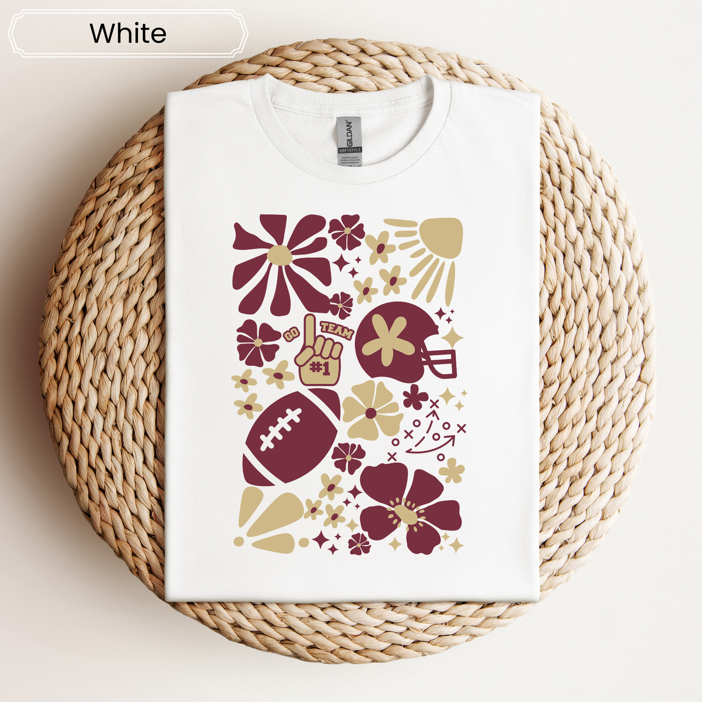 Football Spirit Floral Graphic Tee - Adult
