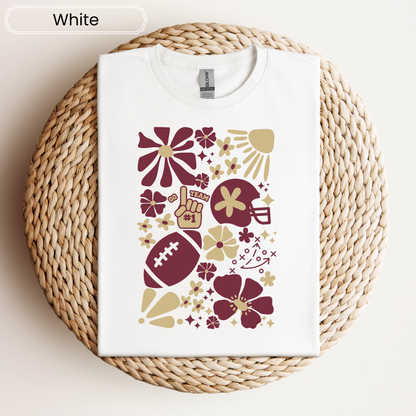 Football Spirit Floral Graphic Tee - Adult