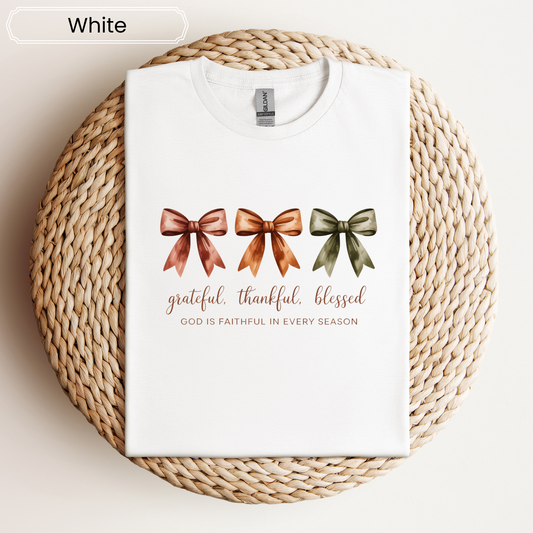 Thankful, Grateful, Blessed Graphic Tee - Adult