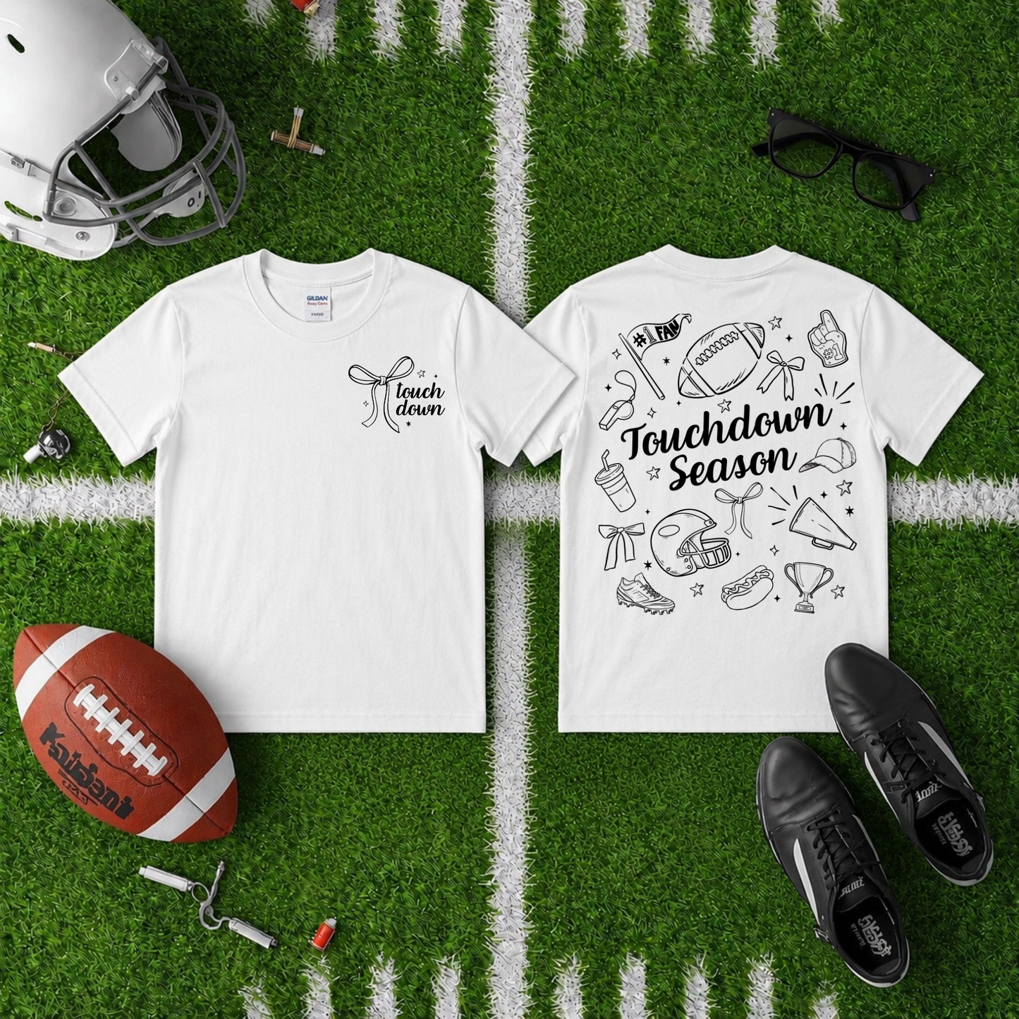 Touchdown Season Bow Back Graphic Tee - Adult