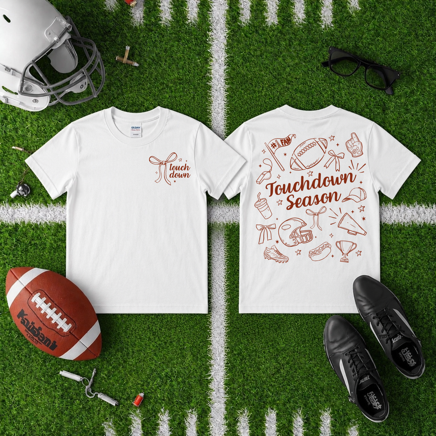 Touchdown Season Bow Back Graphic Tee - Adult
