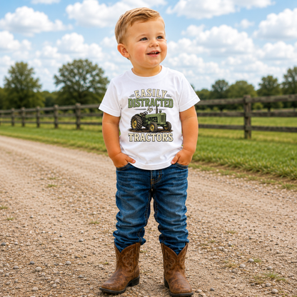 Easily Distracted by Tractors Kids Graphic Tee