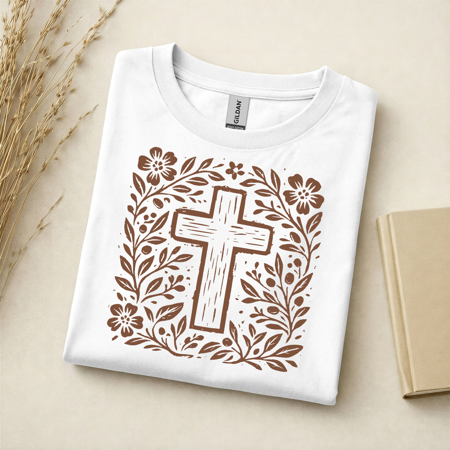 Floral Cross Faith Graphic Tee - Adult