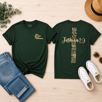 Be Strong & Courageous Joshua 1:9 Cross Graphic Tee - Adult