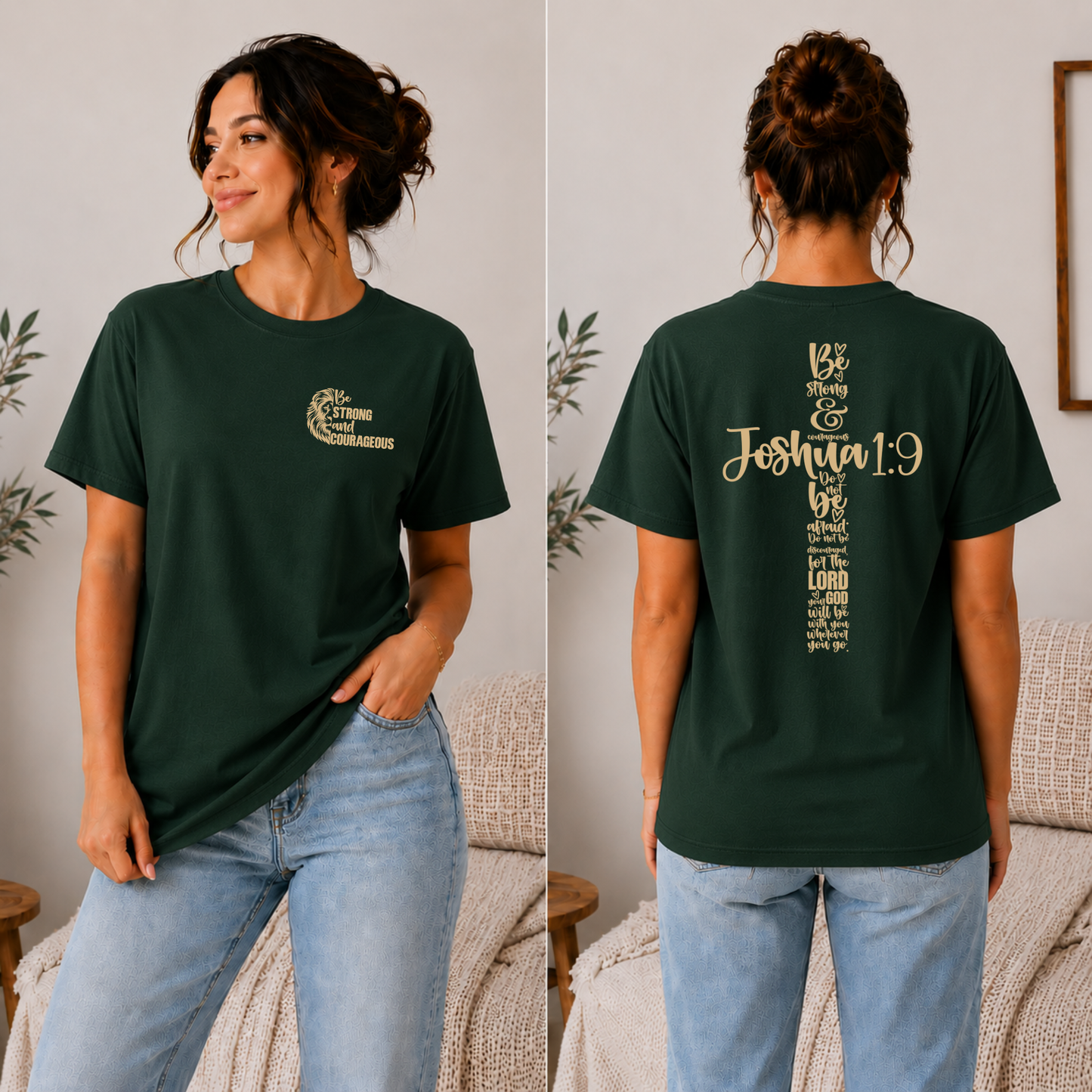 Be Strong & Courageous Joshua 1:9 Cross Graphic Tee - Adult