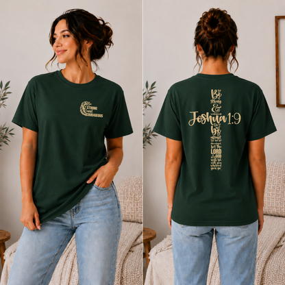 Be Strong & Courageous Joshua 1:9 Cross Graphic Tee - Adult
