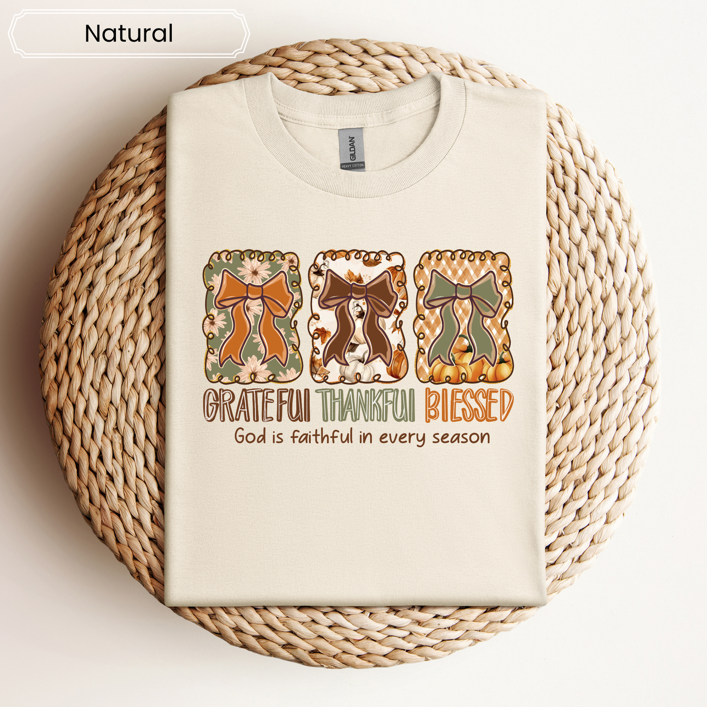 Grateful, Thankful & Blessed Graphic Tee - Adult