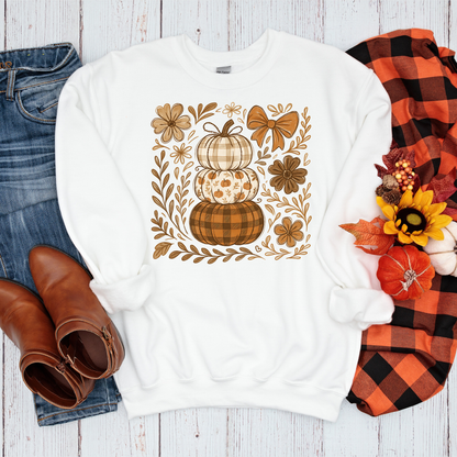 Autumn Pumpkin Stack Crewneck Sweatshirt
