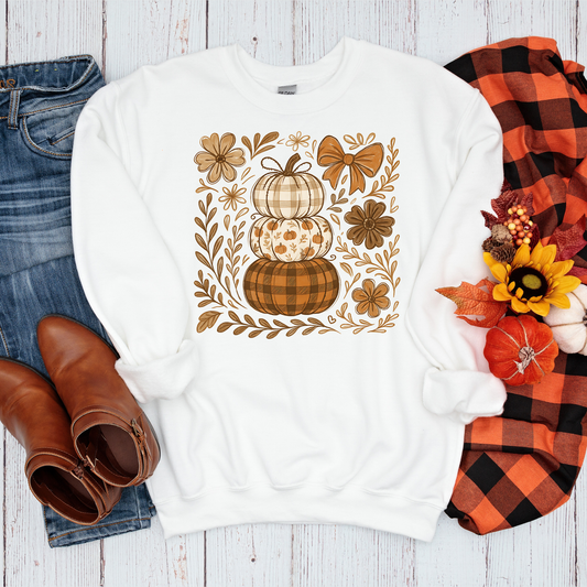 Autumn Pumpkin Stack Crewneck Sweatshirt