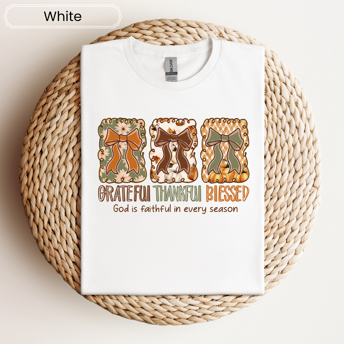 Grateful, Thankful & Blessed Graphic Tee - Adult